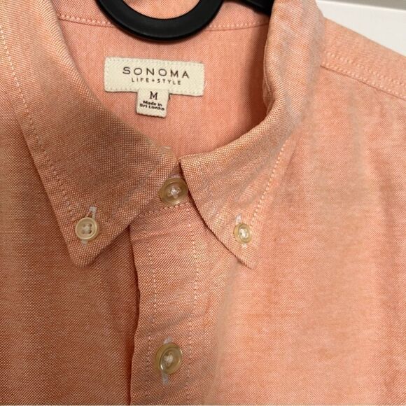 Sonoma Life Style Mens Shirt Medium Salmon Button Down Long Sleeve Cotton Classi - Picture 4 of 11